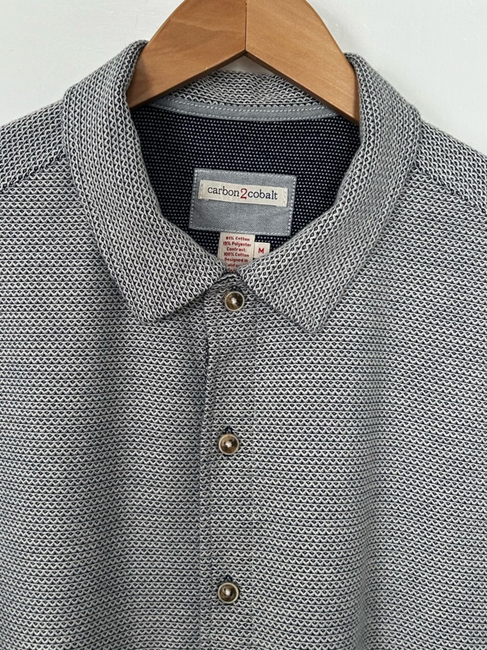Carbon2Cobalt Mens Size M Short Sleeve Textured Knit Button Down Shirt - Picture 7 of 12